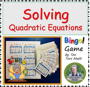 Solving Quadratic Equations Bingo Game