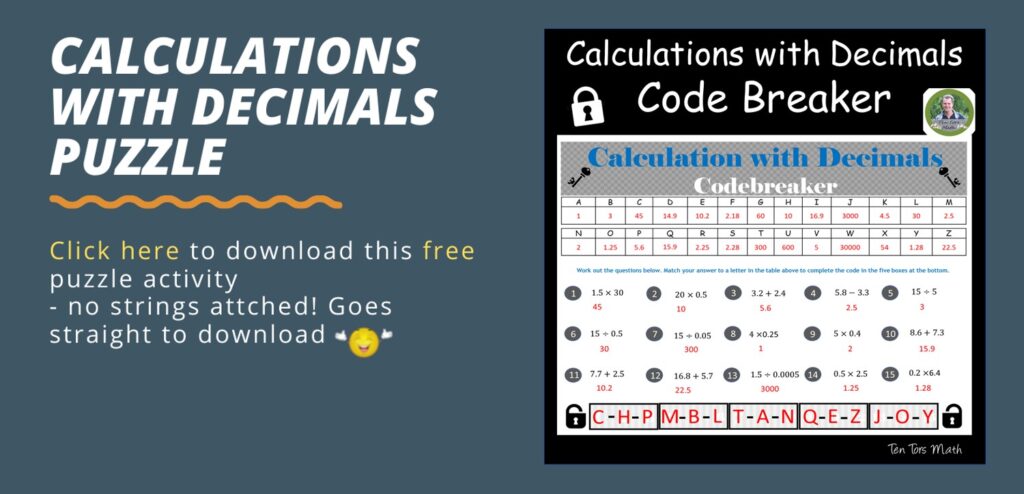 Calculations with Decimals Activity