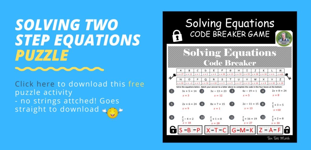 Solving Two Step Equations Activity